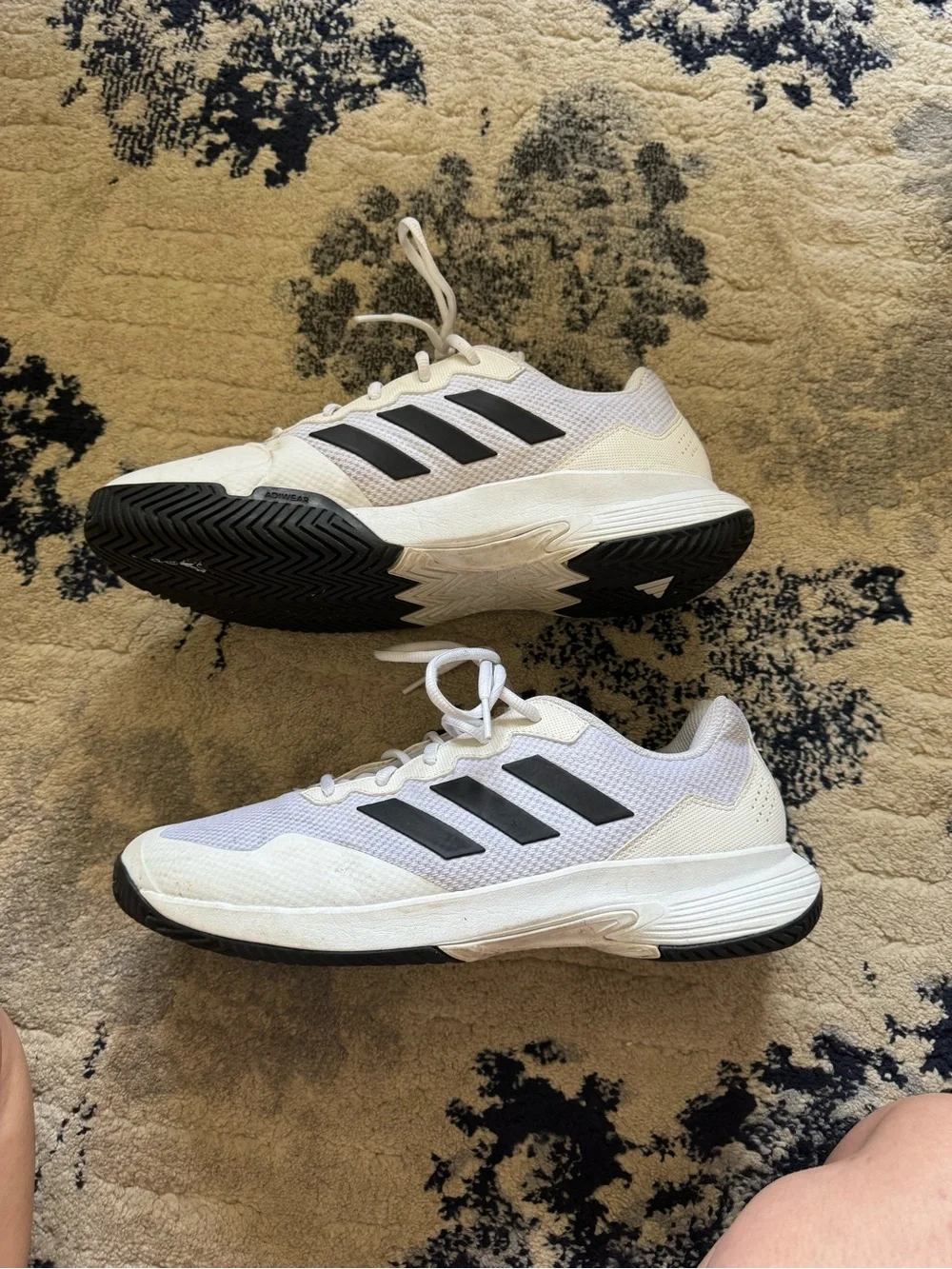 adidas White and Black Mesh Lace-Up Trainers
